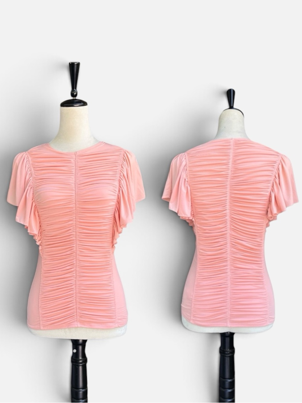Express Ruched Flutter Sleeve Top in Apricot (Orange/Peach) Size Small